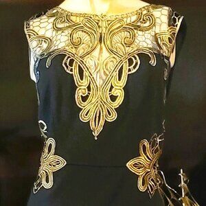 ENTRY--Black lace with gold applique